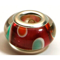 Pandora style lampwork glass bead - 13x9mm large hole w/silver plated core
