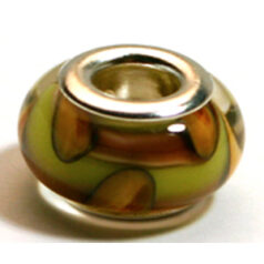 Pandora style lampwork glass bead - 13x9mm large hole w/silver plated core