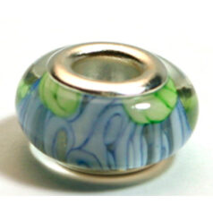 Pandora style lampwork glass bead - 13x9mm large hole w/silver plated core