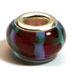 Pandora style lampwork glass bead - 13x9mm large hole w/silver plated core
