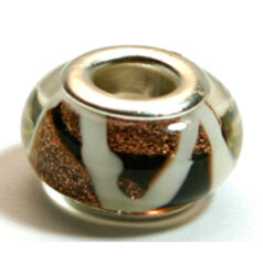 Pandora style lampwork glass bead - 13x9mm large hole w/silver plated core