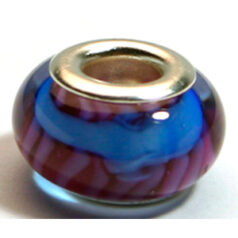 Pandora style lampwork glass bead - 13x9mm large hole w/silver plated core