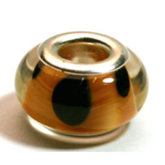 Pandora style lampwork glass bead - 13x9mm large hole w/silver plated core