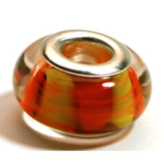 Pandora style lampwork glass bead - 13x9mm large hole w/silver plated core