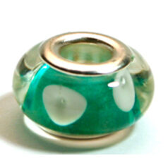 Pandora style lampwork glass bead - 13x9mm large hole w/silver plated core