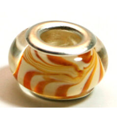 Pandora style lampwork glass bead - 13x9mm large hole w/silver plated core