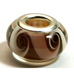 Pandora style lampwork glass bead - 13x9mm large hole w/silver plated core