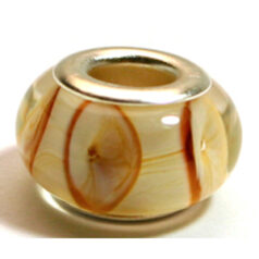 Pandora style lampwork glass bead - 13x9mm large hole w/silver plated core
