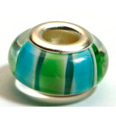 Pandora style lampwork glass bead - 13x9mm large hole w/silver plated core