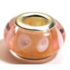 Pandora style lampwork glass bead - 13x9mm large hole w/silver plated core