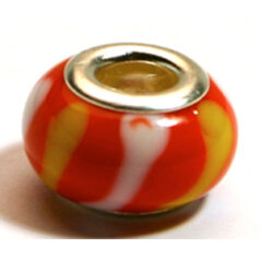 Pandora style lampwork glass bead - 13x9mm large hole w/silver plated core