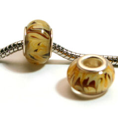 Pandora style lampwork glass bead - 13x9mm large hole w/silver plated core