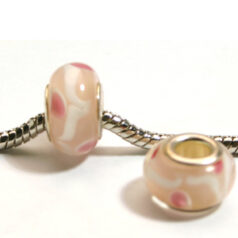 Pandora style lampwork glass bead - 13x9mm large hole w/silver plated core