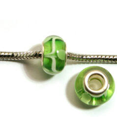 Pandora style lampwork glass bead - 13x9mm large hole w/silver plated core