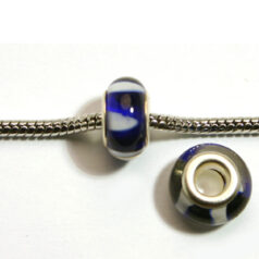 Pandora style lampwork glass bead - 13x9mm large hole w/silver plated core