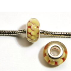Pandora style lampwork glass bead - 13x9mm large hole w/silver plated core
