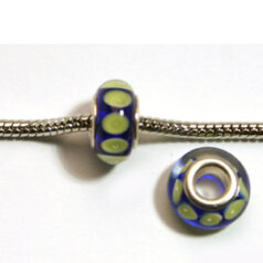 Pandora style lampwork glass bead - 13x9mm large hole w/silver plated core