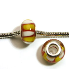Pandora style lampwork glass bead - 13x9mm large hole w/silver plated core