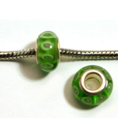 Pandora style lampwork glass bead - 13x9mm large hole w/silver plated core