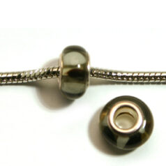 Pandora style lampwork glass bead - 13x9mm large hole w/silver plated core