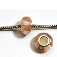 Pandora style lampwork glass bead - 13x9mm large hole w/silver plated core