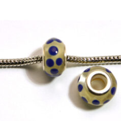Pandora style lampwork glass bead - 13x9mm large hole w/silver plated core