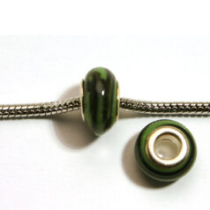 Pandora style lampwork glass bead - 13x9mm large hole w/silver plated core