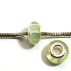 Pandora style lampwork glass bead - 13x9mm large hole w/silver plated core
