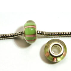 Pandora style lampwork glass bead - 13x9mm large hole w/silver plated core