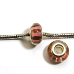 Pandora style lampwork glass bead - 13x9mm large hole w/silver plated core