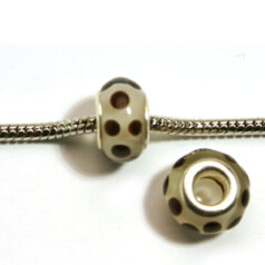 Pandora style lampwork glass bead - 13x9mm large hole w/silver plated core