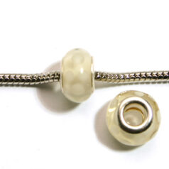 Pandora style lampwork glass bead - 13x9mm large hole w/silver plated core