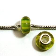 Pandora style lampwork glass bead - 13x9mm large hole w/silver plated core