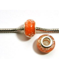 Pandora style lampwork glass bead - 13x9mm large hole w/silver plated core