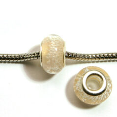 Pandora style lampwork glass bead - 13x9mm large hole w/silver plated core