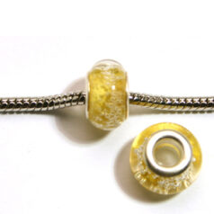 Pandora style lampwork glass bead - 13x9mm large hole w/silver plated core