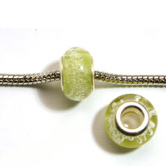 Pandora style lampwork glass bead - 13x9mm large hole w/silver plated core