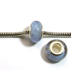 Pandora style lampwork glass bead - 13x9mm large hole w/silver plated core
