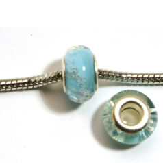 Pandora style lampwork glass bead - 13x9mm large hole w/silver plated core