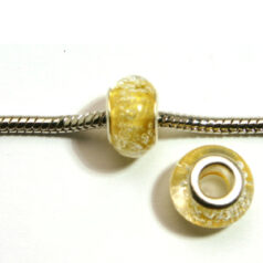 Pandora style lampwork glass bead - 13x9mm large hole w/silver plated core