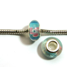 Pandora style lampwork glass bead - 13x9mm large hole w/silver plated core