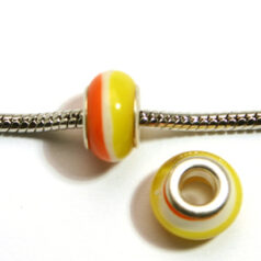 Pandora style lampwork glass bead - 13x9mm large hole w/silver plated core