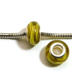 Pandora style lampwork glass bead - 13x9mm large hole w/silver plated core