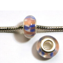 Pandora style lampwork glass bead - 13x9mm large hole w/silver plated core