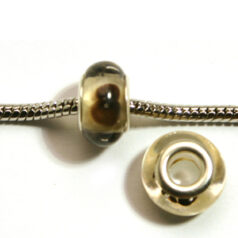 Pandora style lampwork glass bead - 13x9mm large hole w/silver plated core