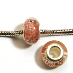 Pandora style lampwork glass bead - 13x9mm large hole w/silver plated core