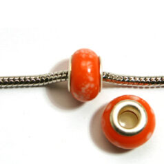 Pandora style lampwork glass bead - 13x9mm large hole w/silver plated core