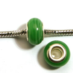 Pandora style lampwork glass bead - 13x9mm large hole w/silver plated core