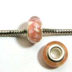 Pandora style lampwork glass bead - 13x9mm large hole w/silver plated core