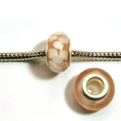 Pandora style lampwork glass bead - 13x9mm large hole w/silver plated core